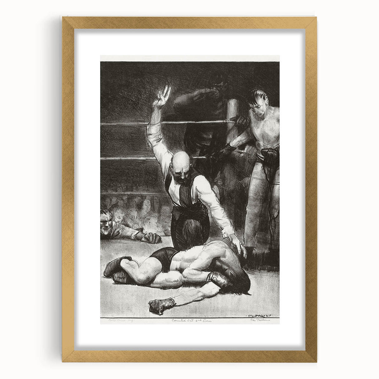 Realism Art Print of a Boxing Scene - Intense Moment in the Ring