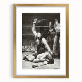 Realism Art Print of a Boxing Scene - Intense Moment in the Ring