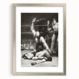 Realism Art Print of a Boxing Scene - Intense Moment in the Ring