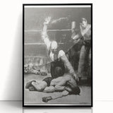 Realism Art Print of a Boxing Scene - Intense Moment in the Ring