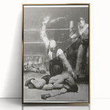 Realism Art Print of a Boxing Scene - Intense Moment in the Ring