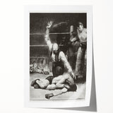 Realism Art Print of a Boxing Scene - Intense Moment in the Ring