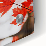 Large abstract wall art featuring mid-century modernist fall tones on acrylic glass, ideal for dining room art.