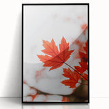 Large abstract wall art featuring autumnal hues in a mid-century modernist style, framed in black acrylic.