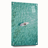 Large abstract wall art on acrylic glass, featuring vibrant summer hues, suitable for bedroom or dining room decor.