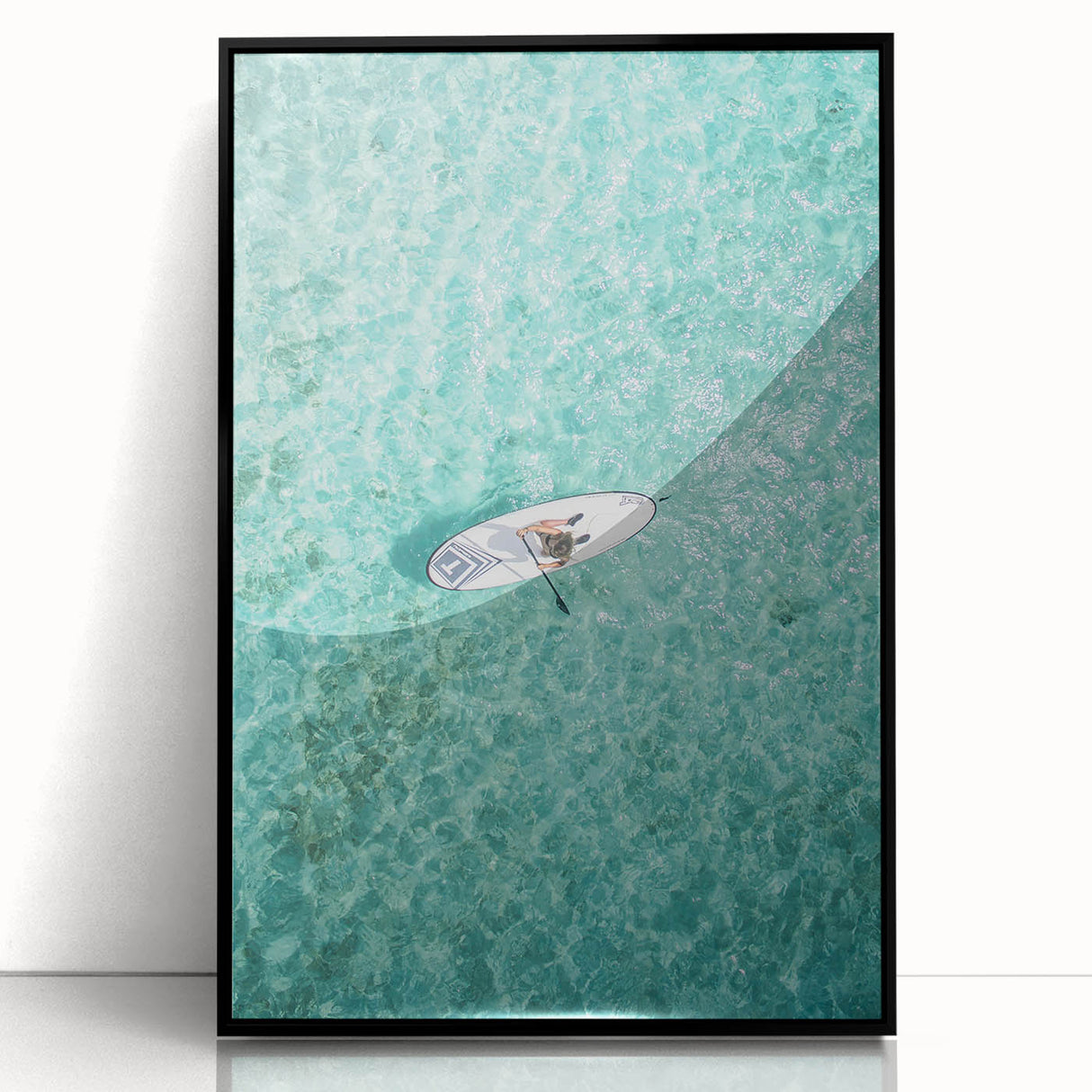 Large abstract wall art featuring vivid summer tones on black framed acrylic, ideal for modern living room decor.