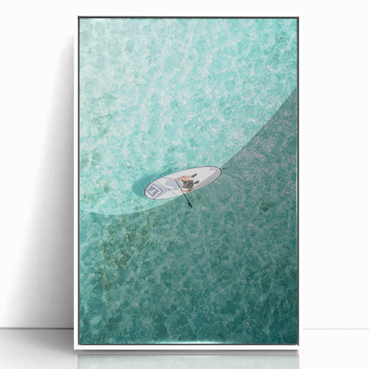 Art deco poster featuring a vibrant summer scene in pastel shades, framed in white acrylic, ideal for nursery wall art.