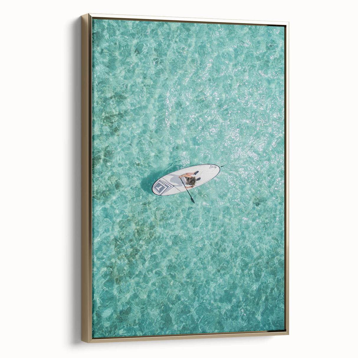 Framed canvas depicting a vintage summer landscape with lush greenery and a golden frame, suitable as wall art for a bedroom.