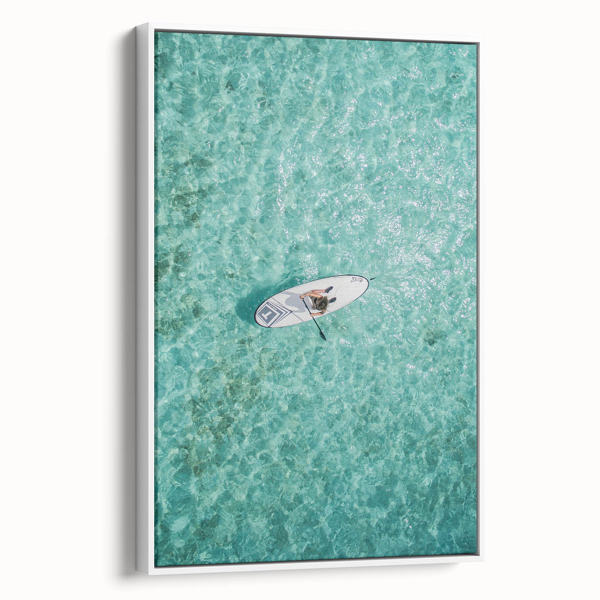 Extra large vintage poster art on framed canvas, depicting colorful summer scenery, ideal for living room decor.
