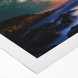 Vibrant rolled canvas depicting a dramatic cliff landscape, showcasing rich colors and intricate details, perfect for enhancing modern home decor.
