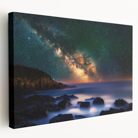 Stretched canvas artwork showcasing a dramatic landscape of cliffs, with vivid colors and intricate details, perfect for enhancing modern home decor or art collections.
