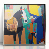 Vibrant Western Living Room Wall Art – Cowboy & Horse Canvas