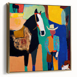 Vibrant Western Living Room Wall Art – Cowboy & Horse Canvas