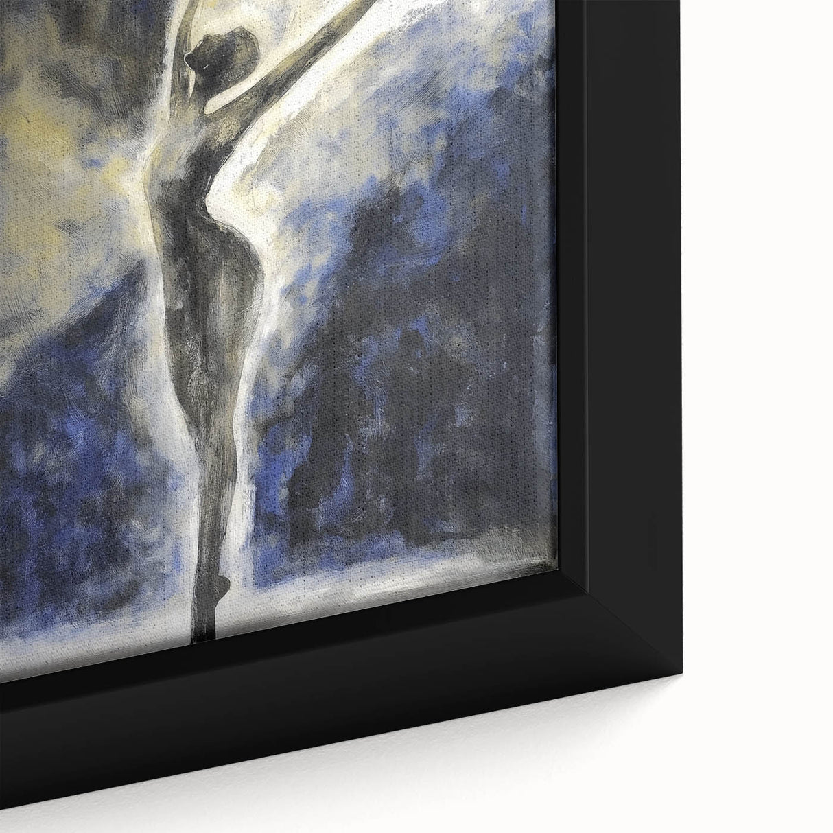 Close-up of an abstract figurative framed canvas artwork showcasing vibrant colors and intricate textures, perfect for modern home decor and artistic expression.