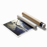 Abstract figurative art print showcasing vibrant colors and intricate patterns, elegantly rolled and ready for display, enhancing any modern decor.