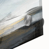 Close-up of an abstract landscape wall art piece, showcasing vibrant colors and intricate details on acrylic glass, ideal for modern home decor.