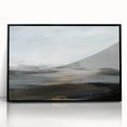 Framed abstract landscape wall art featuring a striking black acrylic design, showcasing vibrant colors and intricate patterns, perfect for modern home decor.
