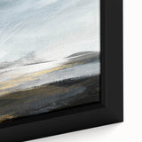 Close-up of a framed abstract landscape wall art piece, showcasing vibrant colors and intricate textures that enhance any modern decor setting.