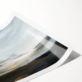 Abstract landscape wall art print showcasing vibrant colors and fluid shapes, rolled for easy display. Ideal for modern home decor, adding a touch of creativity.