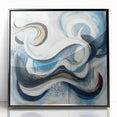 Large Abstract Wall Art – White, Navy & Gold with Red Accents