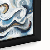 Large Abstract Wall Art – White, Navy & Gold with Red Accents