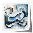 Large Abstract Wall Art – White, Navy & Gold with Red Accents