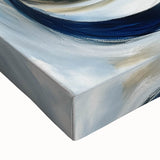 Large Abstract Wall Art – White, Navy & Gold with Red Accents