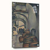 Expressionist Art of Barrel-Laden Courtyard - Abstract Expressionism Print