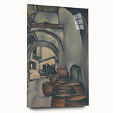 Expressionist Art of Barrel-Laden Courtyard - Abstract Expressionism Print