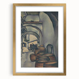 Expressionist Art of Barrel-Laden Courtyard - Abstract Expressionism Print