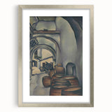 Expressionist Art of Barrel-Laden Courtyard - Abstract Expressionism Print
