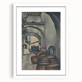 Expressionist Art of Barrel-Laden Courtyard - Abstract Expressionism Print