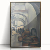 Expressionist Art of Barrel-Laden Courtyard - Abstract Expressionism Print