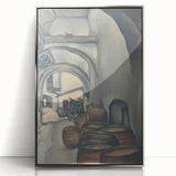 Expressionist Art of Barrel-Laden Courtyard - Abstract Expressionism Print