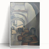 Expressionist Art of Barrel-Laden Courtyard - Abstract Expressionism Print