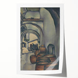Expressionist Art of Barrel-Laden Courtyard - Abstract Expressionism Print
