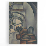 Expressionist Art of Barrel-Laden Courtyard - Abstract Expressionism Print