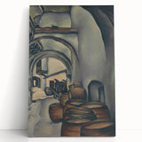 Expressionist Art of Barrel-Laden Courtyard - Abstract Expressionism Print