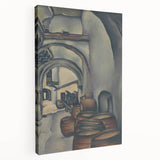 Expressionist Art of Barrel-Laden Courtyard - Abstract Expressionism Print