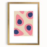 Extra large abstract art print featuring textured fruits in vibrant colors, framed in gold, ideal for living room decor.