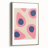 Framed canvas featuring a vintage poster of assorted fruits in muted tones, ideal for bedroom wall art.