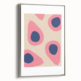 Framed canvas featuring a vintage poster art of colorful fruits on a black background, ideal for kitchen wall art.