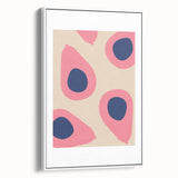 Vintage poster art of colorful fruits on a large framed canvas, suitable for living room decor.