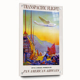 Vintage Transpacific Flight Poster - Retro World Travel Wall Art