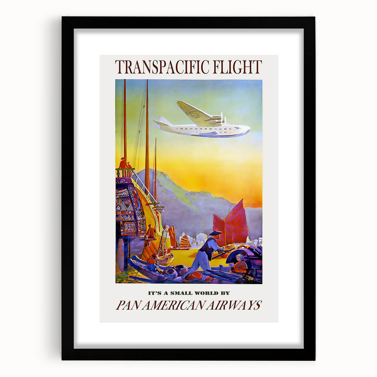 Vintage Transpacific Flight Poster - Retro World Travel Wall Art