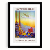 Vintage Transpacific Flight Poster - Retro World Travel Wall Art