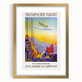 Vintage Transpacific Flight Poster - Retro World Travel Wall Art