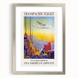 Vintage Transpacific Flight Poster - Retro World Travel Wall Art