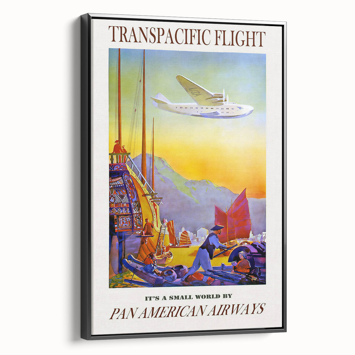 Vintage Transpacific Flight Poster - Retro World Travel Wall Art