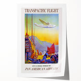 Vintage Transpacific Flight Poster - Retro World Travel Wall Art
